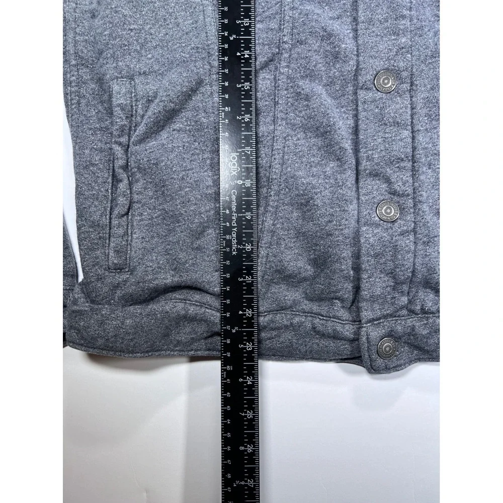 Levi's Trucker Jacket Mens L Gray Jersey Knit Sweatshirt Hybrid Button Up Coat